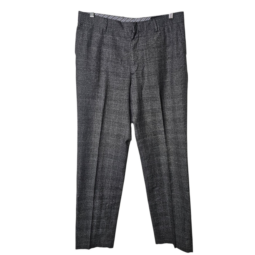 Banana Republic Charcoal Gray Plaid Dress Pants Menswear Office Career Trouser ~